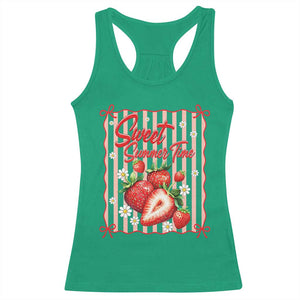 Striped Summer Strawberry Racerback Tank Top Preppy Beach Vibes Graphic TS12 Irish Green Print Your Wear