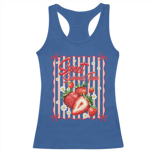 Striped Summer Strawberry Racerback Tank Top Preppy Beach Vibes Graphic TS12 Royal Blue Print Your Wear