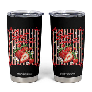 Striped Summer Strawberry Tumbler Cup Preppy Beach Vibes Graphic TS12 Black Print Your Wear