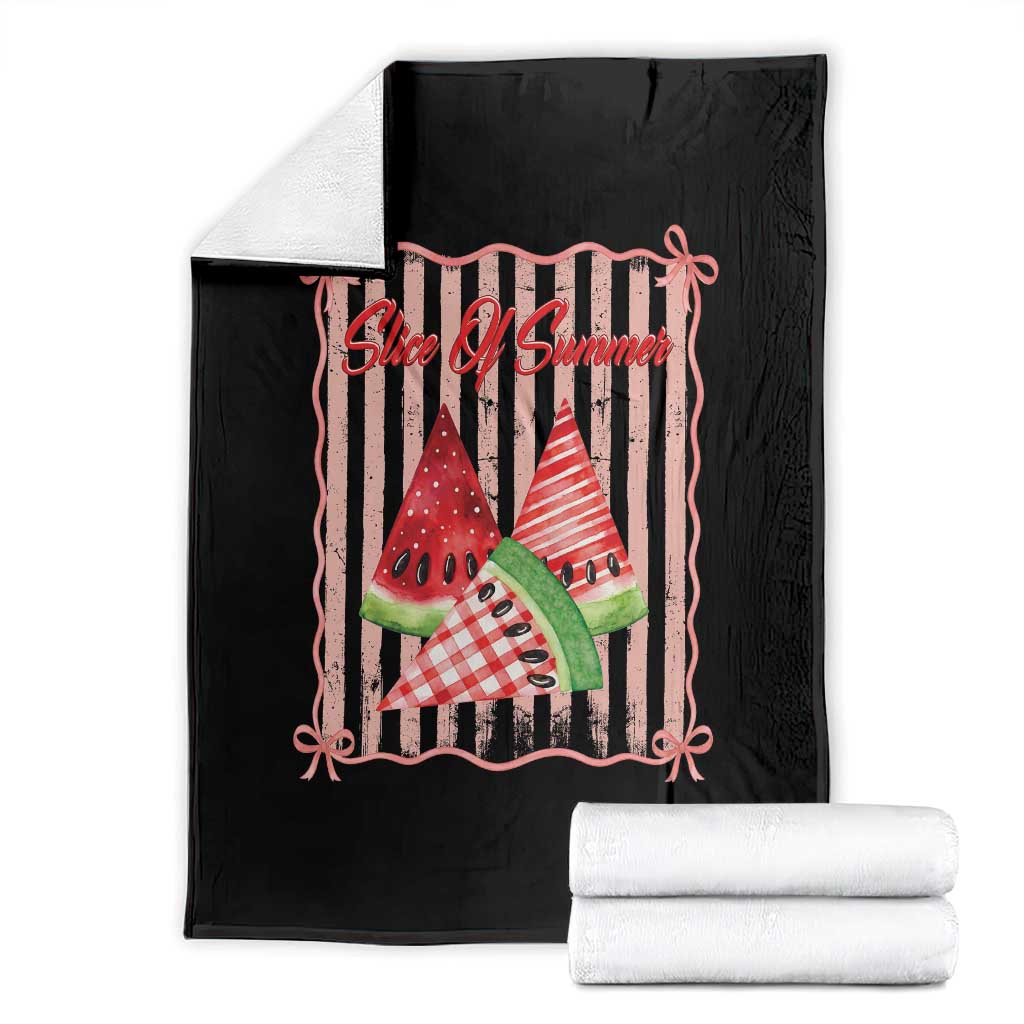 Striped Watermelon Beach Vibes Graphic Throw Blanket Slice Of Summer TS12 Black Print Your Wear