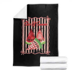 Striped Watermelon Beach Vibes Graphic Throw Blanket Slice Of Summer TS12 Black Print Your Wear