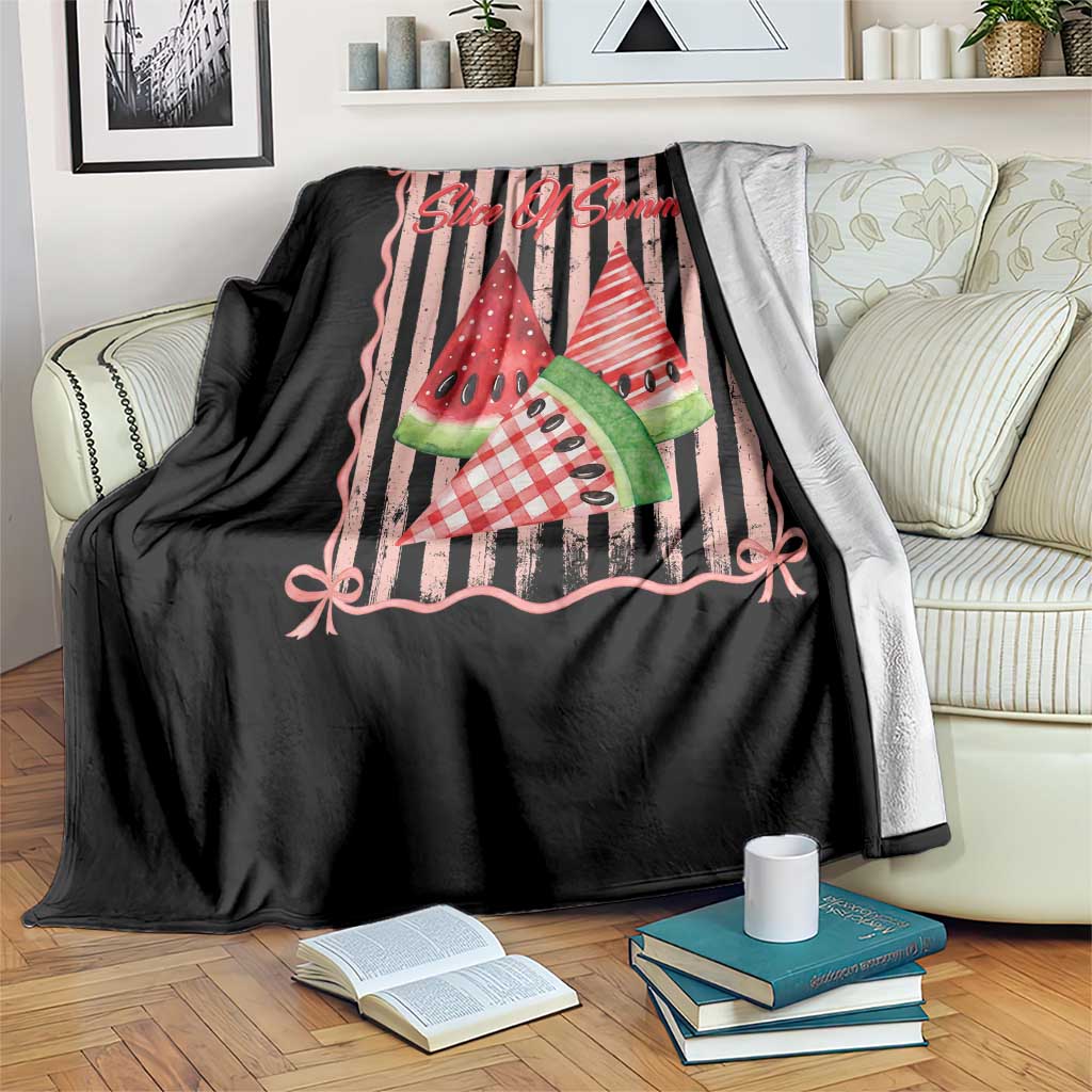 Striped Watermelon Beach Vibes Graphic Throw Blanket Slice Of Summer TS12 Print Your Wear
