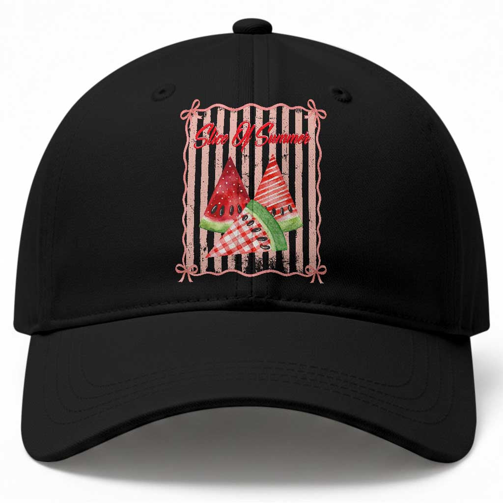 Striped Watermelon Beach Vibes Graphic Baseball Cap Slice Of Summer TS12 Print Your Wear
