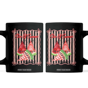 Striped Watermelon Beach Vibes Graphic Coffee Mug Slice Of Summer TS12 Black Print Your Wear
