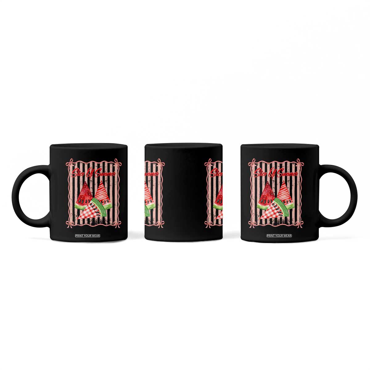 Striped Watermelon Beach Vibes Graphic Coffee Mug Slice Of Summer TS12 Print Your Wear