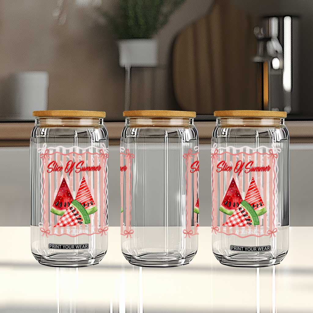 Striped Watermelon Beach Vibes Graphic Glass Can Slice Of Summer TS12 Print Your Wear