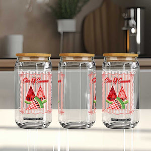 Striped Watermelon Beach Vibes Graphic Glass Can Slice Of Summer TS12 Print Your Wear