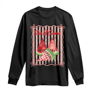 Striped Watermelon Beach Vibes Graphic Long Sleeve Shirt Slice Of Summer TS12 Black Print Your Wear