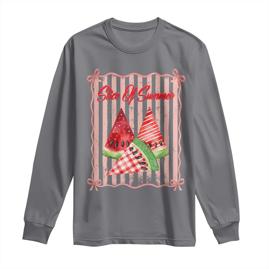 Striped Watermelon Beach Vibes Graphic Long Sleeve Shirt Slice Of Summer TS12 Charcoal Print Your Wear