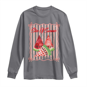 Striped Watermelon Beach Vibes Graphic Long Sleeve Shirt Slice Of Summer TS12 Charcoal Print Your Wear