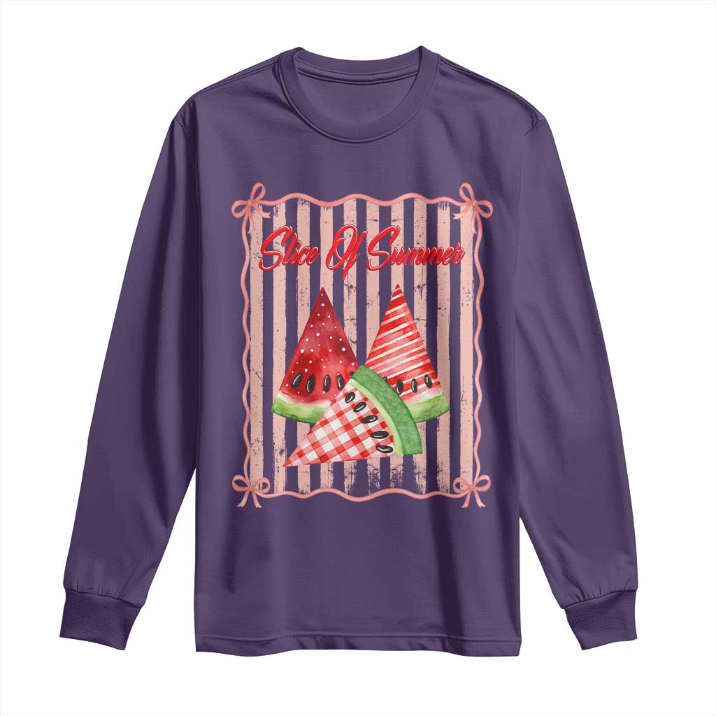 Striped Watermelon Beach Vibes Graphic Long Sleeve Shirt Slice Of Summer TS12 Purple Print Your Wear