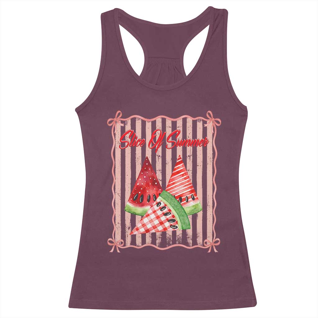 Striped Watermelon Beach Vibes Graphic Racerback Tank Top Slice Of Summer TS12 Maroon Print Your Wear