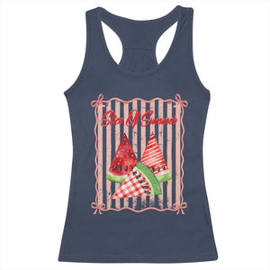 Striped Watermelon Beach Vibes Graphic Racerback Tank Top Slice Of Summer TS12 Navy Print Your Wear