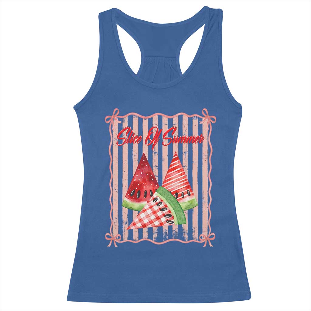Striped Watermelon Beach Vibes Graphic Racerback Tank Top Slice Of Summer TS12 Royal Blue Print Your Wear