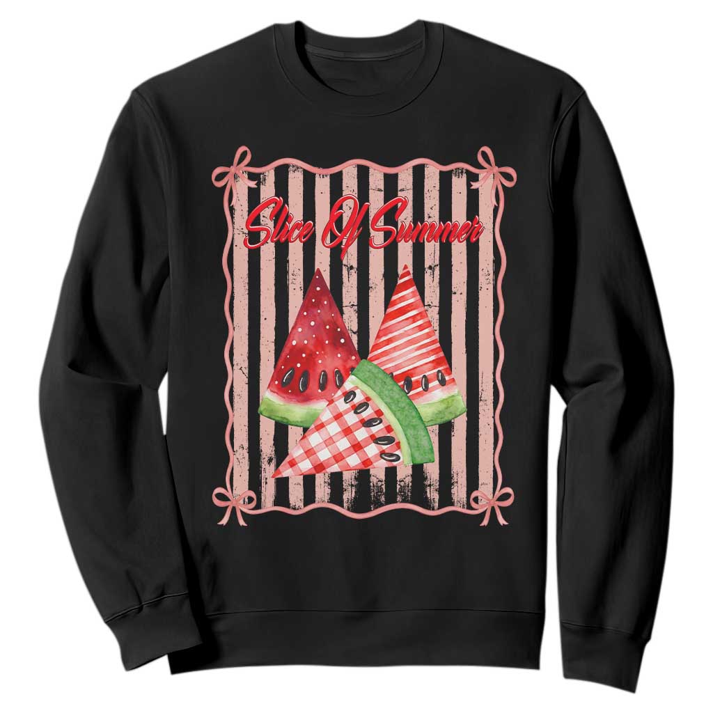 Striped Watermelon Beach Vibes Graphic Sweatshirt Slice Of Summer TS12 Black Print Your Wear
