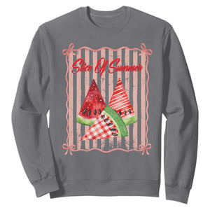 Striped Watermelon Beach Vibes Graphic Sweatshirt Slice Of Summer TS12 Charcoal Print Your Wear