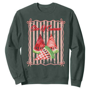 Striped Watermelon Beach Vibes Graphic Sweatshirt Slice Of Summer TS12 Dark Forest Green Print Your Wear