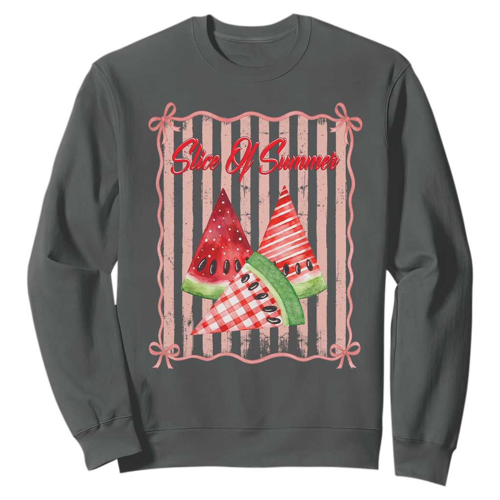 Striped Watermelon Beach Vibes Graphic Sweatshirt Slice Of Summer TS12 Dark Heather Print Your Wear