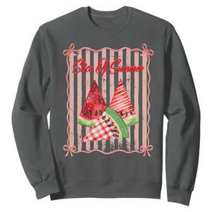 Striped Watermelon Beach Vibes Graphic Sweatshirt Slice Of Summer TS12 Dark Heather Print Your Wear
