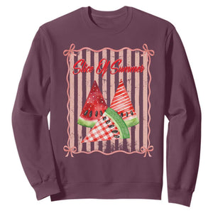 Striped Watermelon Beach Vibes Graphic Sweatshirt Slice Of Summer TS12 Maroon Print Your Wear