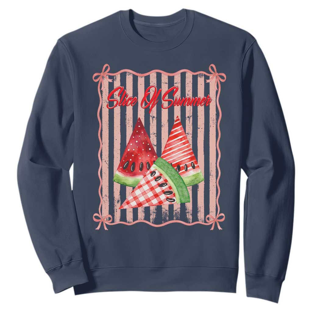 Striped Watermelon Beach Vibes Graphic Sweatshirt Slice Of Summer TS12 Navy Print Your Wear