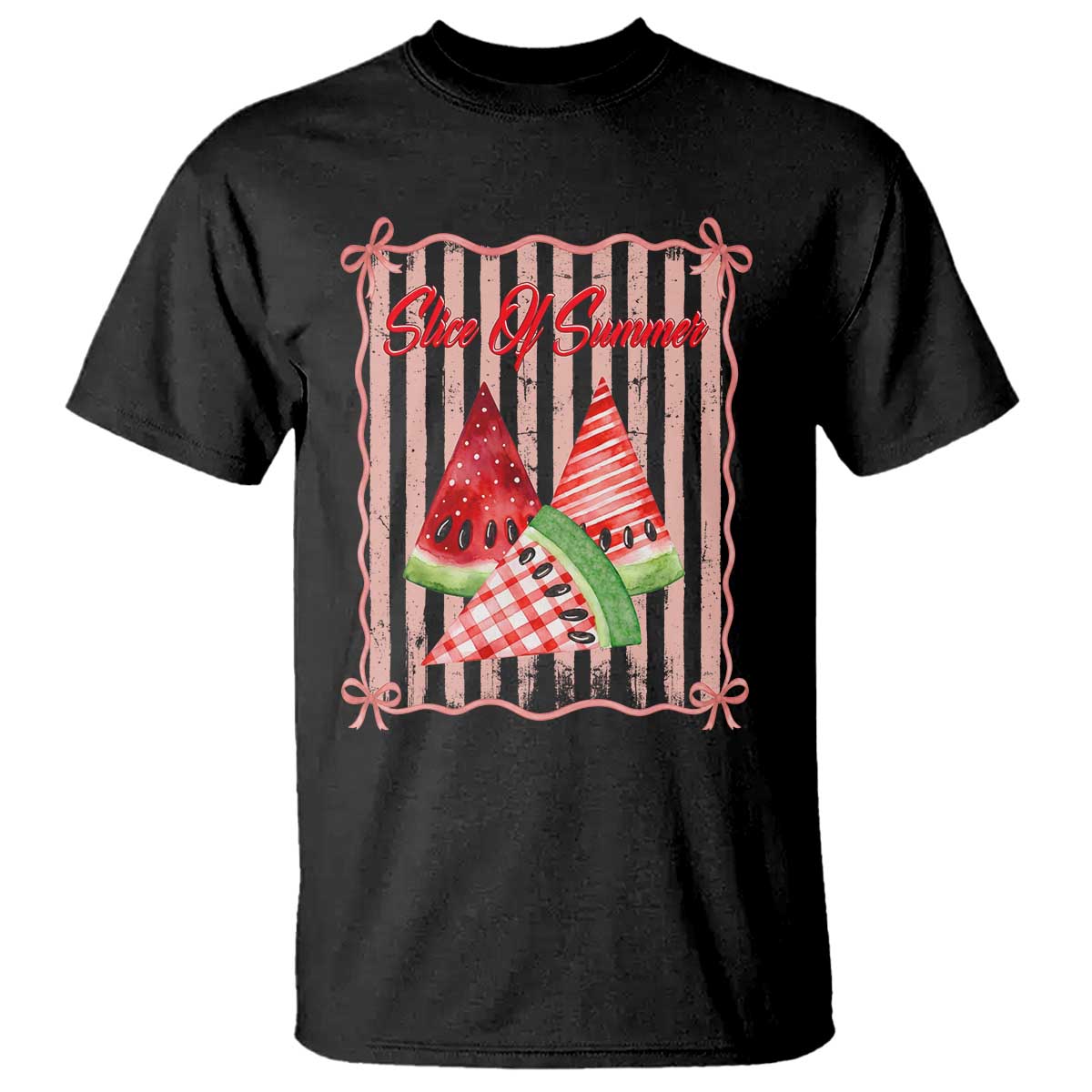 Striped Watermelon Beach Vibes Graphic T Shirt Slice Of Summer TS12 Black Print Your Wear