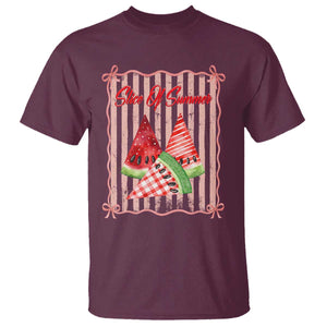 Striped Watermelon Beach Vibes Graphic T Shirt Slice Of Summer TS12 Maroon Print Your Wear