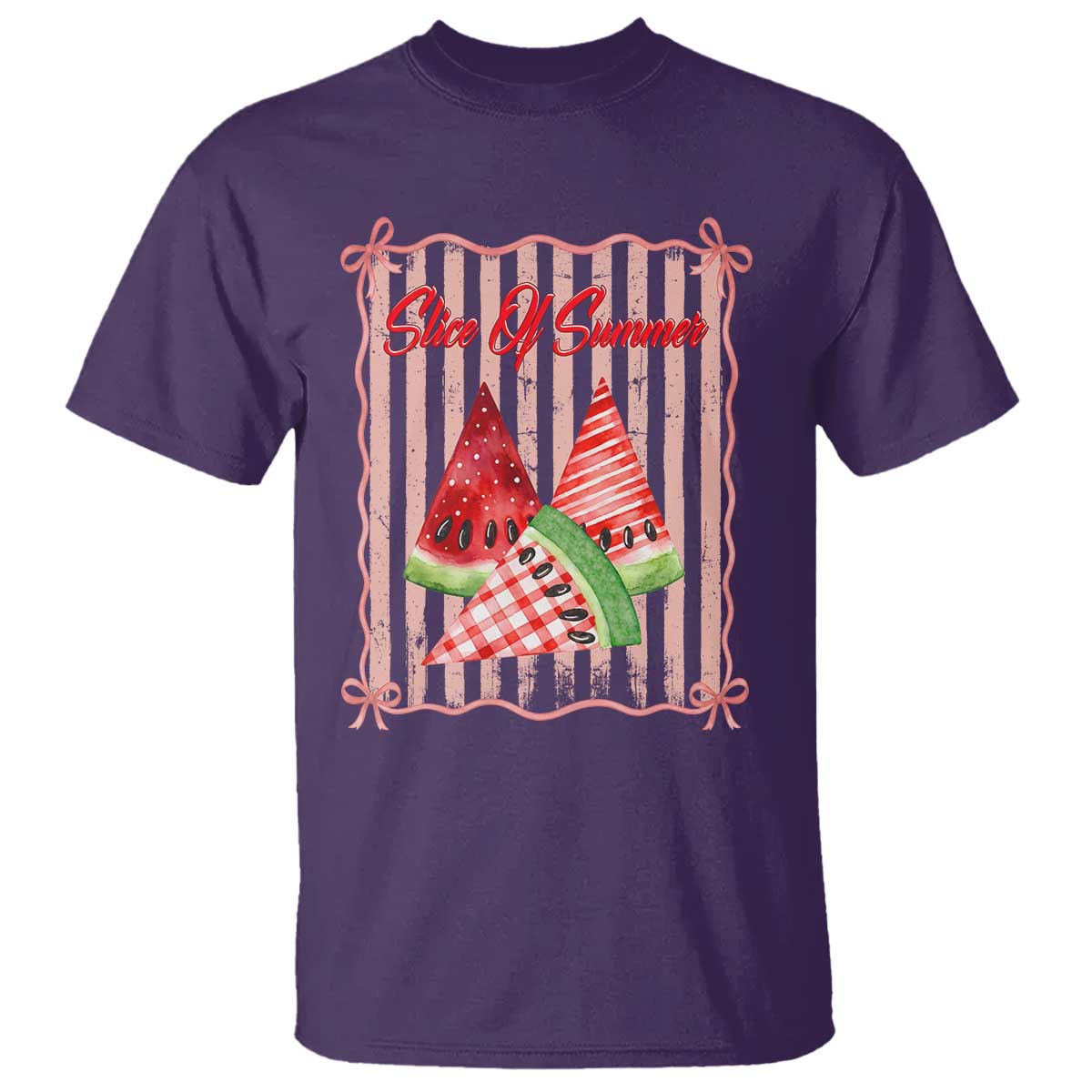 Striped Watermelon Beach Vibes Graphic T Shirt Slice Of Summer TS12 Purple Print Your Wear