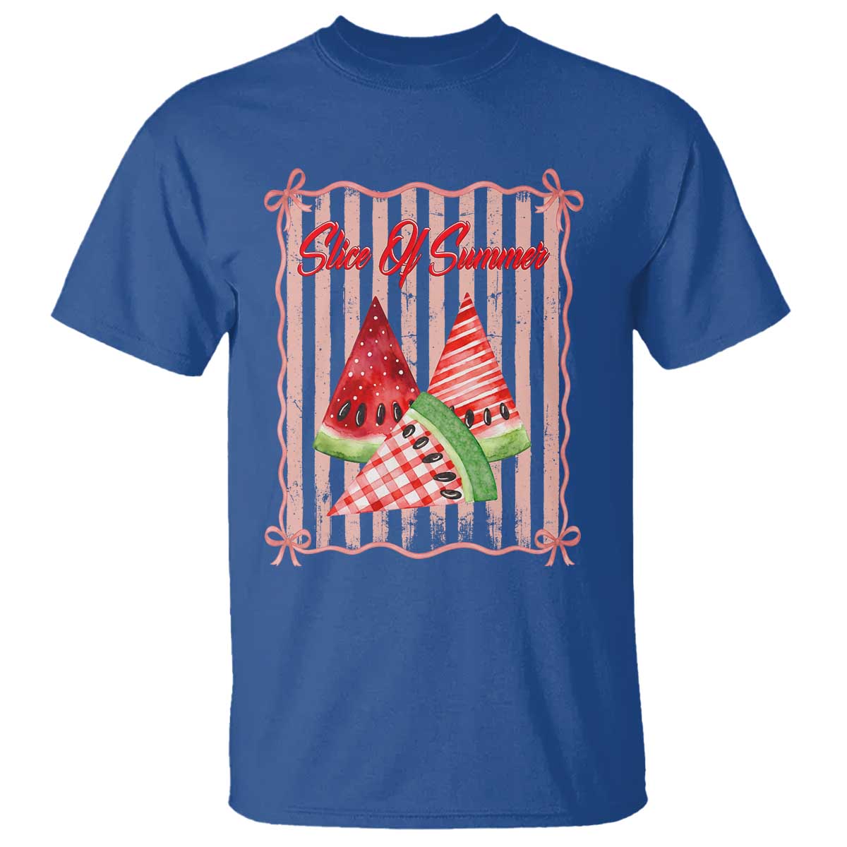 Striped Watermelon Beach Vibes Graphic T Shirt Slice Of Summer TS12 Royal Blue Print Your Wear