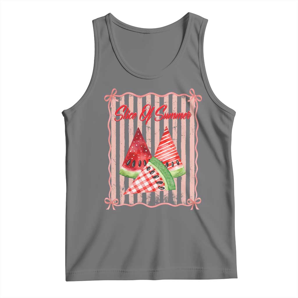 Striped Watermelon Beach Vibes Graphic Tank Top Slice Of Summer TS12 Black Heather Print Your Wear