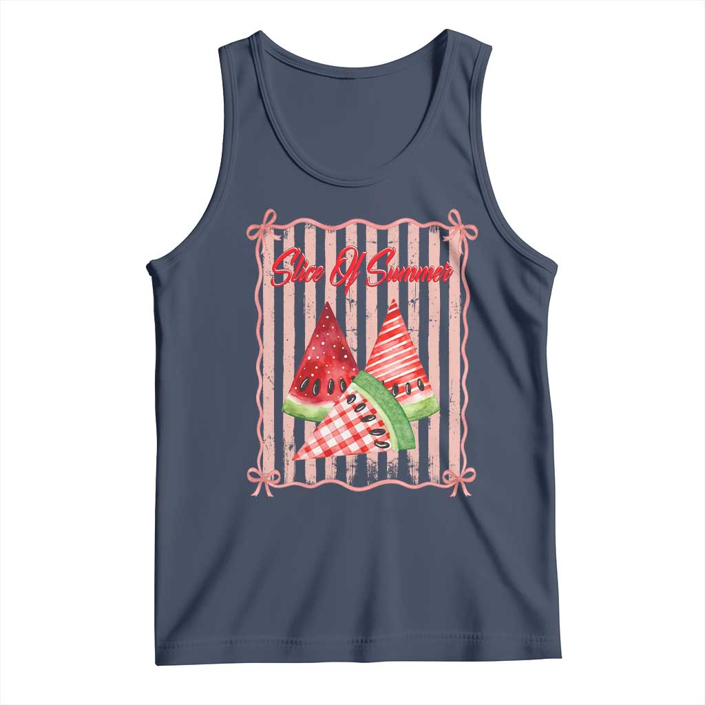 Striped Watermelon Beach Vibes Graphic Tank Top Slice Of Summer TS12 Navy Print Your Wear