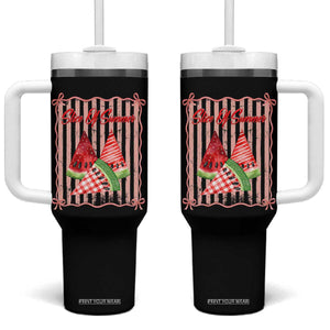 Striped Watermelon Beach Vibes Graphic Tumbler With Handle Slice Of Summer TS12 One Size: 40 oz Black Print Your Wear