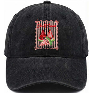 Striped Watermelon Beach Vibes Graphic Washed Cotton Baseball Cap Slice Of Summer TS12 Print Your Wear