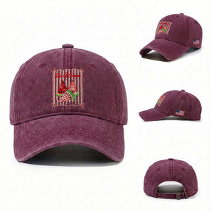 Striped Watermelon Beach Vibes Graphic Washed Cotton Baseball Cap Slice Of Summer TS12 Washed Cap Universal Fit Burgundy Print Your Wear