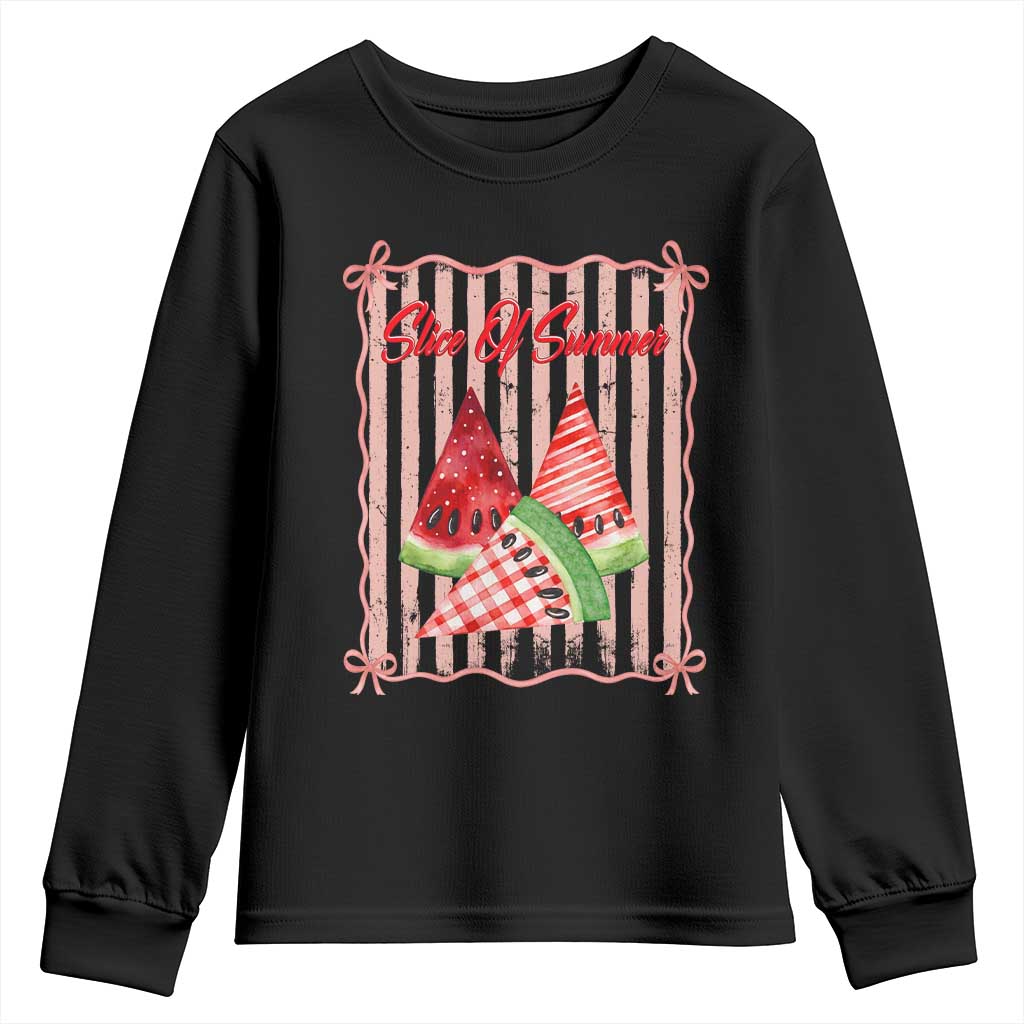 Striped Watermelon Beach Vibes Graphic Youth Sweatshirt Slice Of Summer TS12 Black Print Your Wear