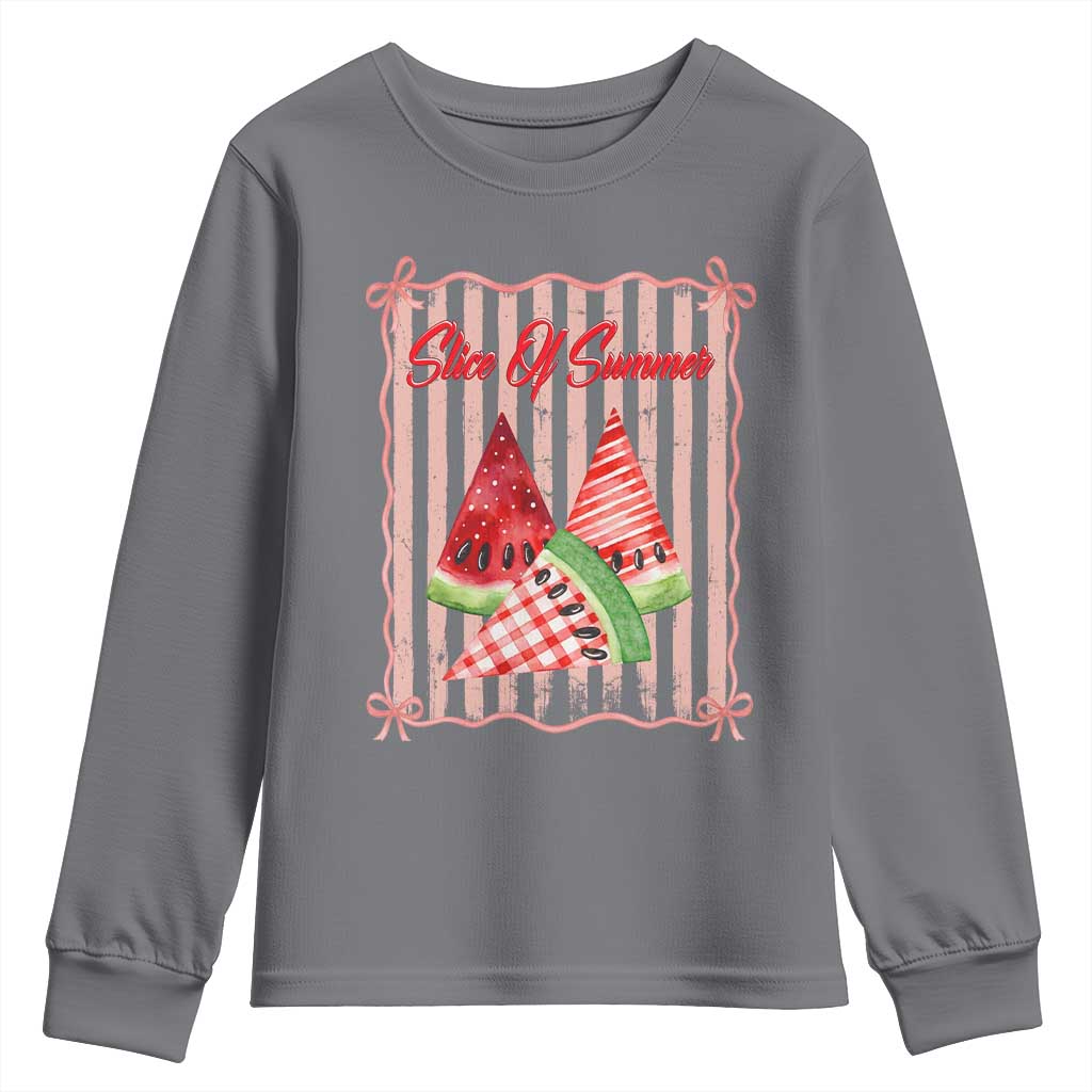 Striped Watermelon Beach Vibes Graphic Youth Sweatshirt Slice Of Summer TS12 Charcoal Print Your Wear