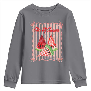 Striped Watermelon Beach Vibes Graphic Youth Sweatshirt Slice Of Summer TS12 Charcoal Print Your Wear