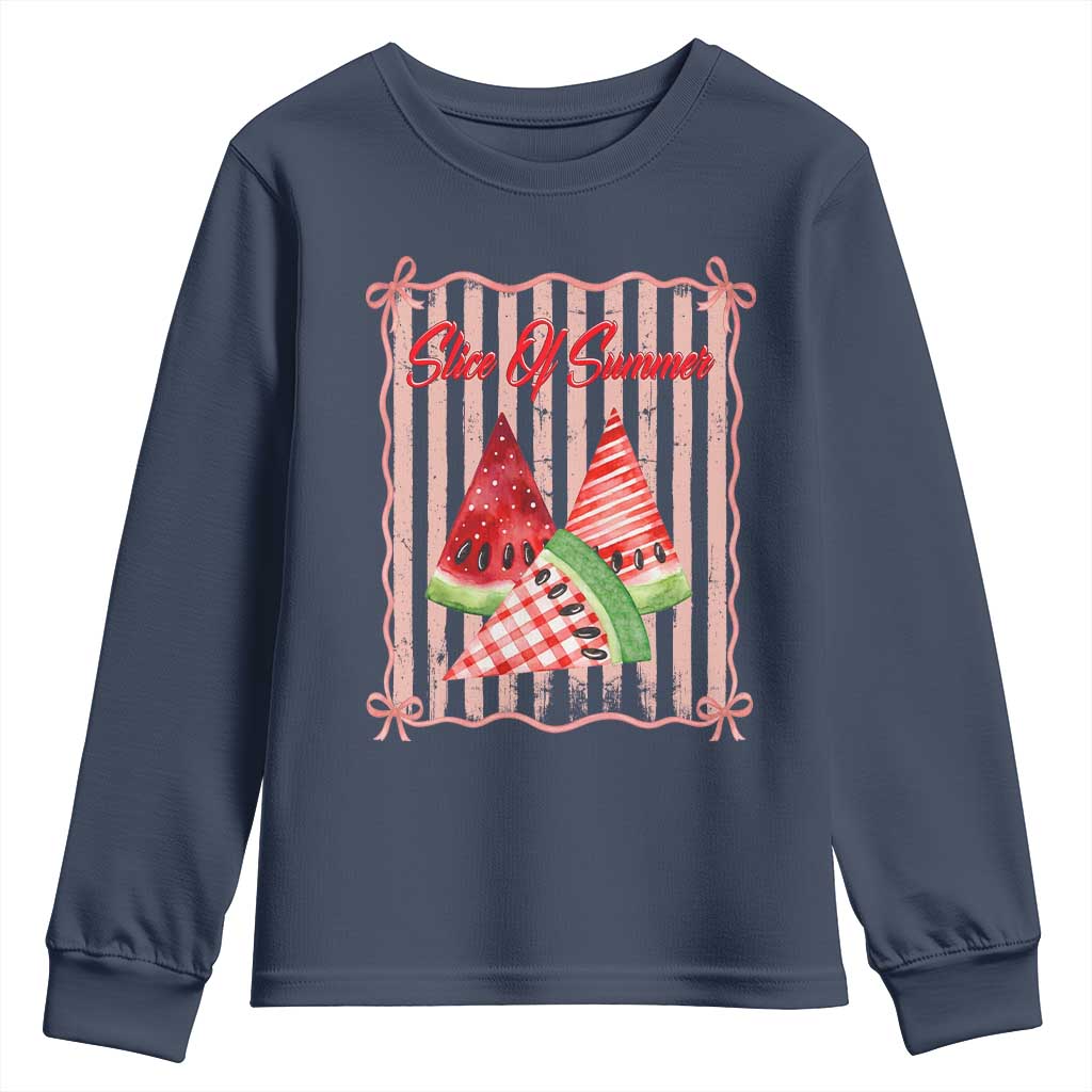 Striped Watermelon Beach Vibes Graphic Youth Sweatshirt Slice Of Summer TS12 Navy Print Your Wear