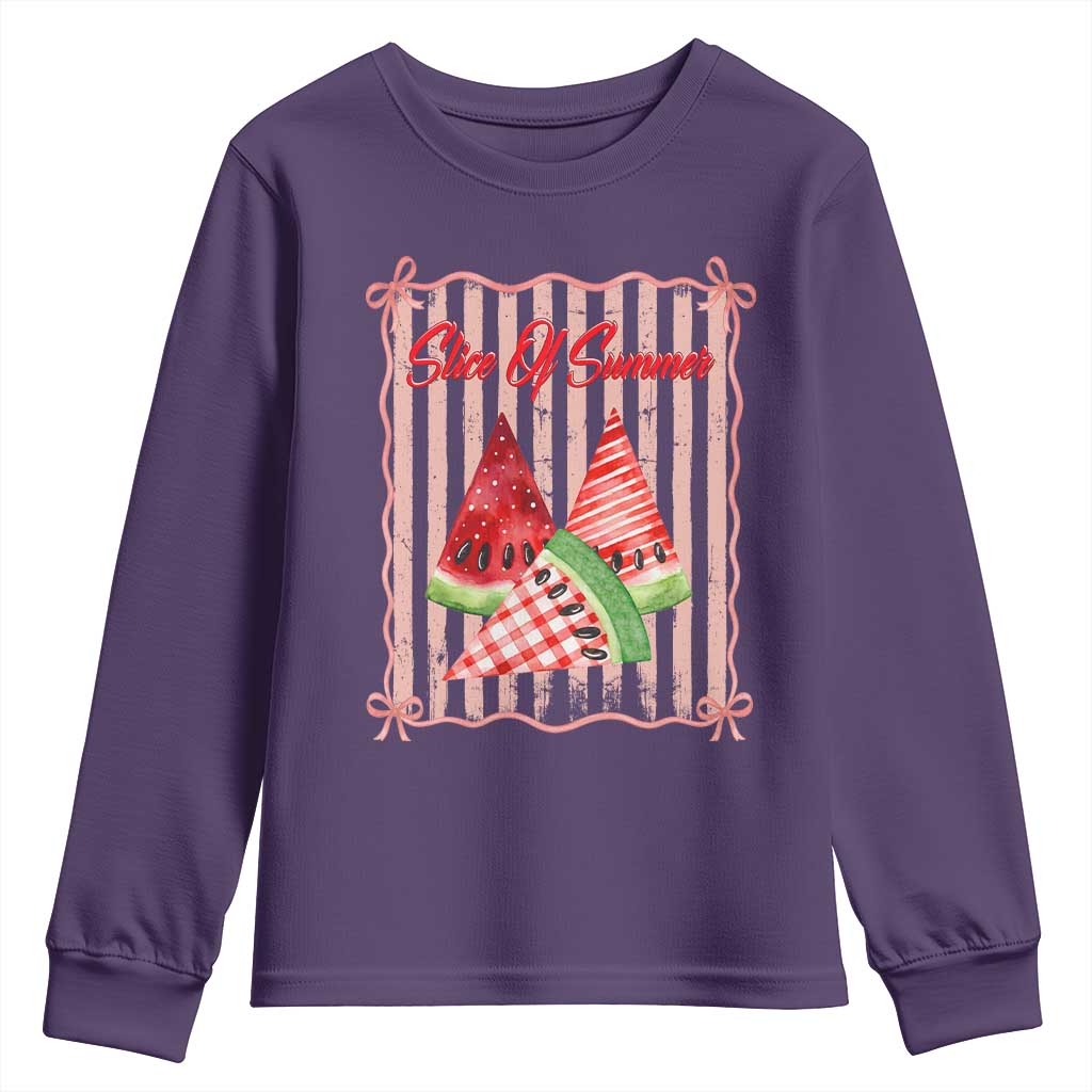 Striped Watermelon Beach Vibes Graphic Youth Sweatshirt Slice Of Summer TS12 Purple Print Your Wear