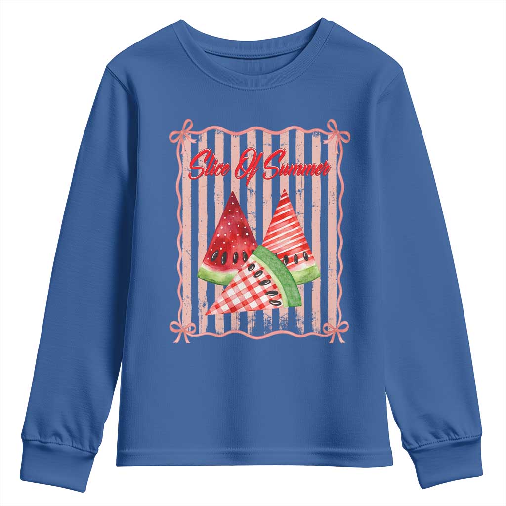 Striped Watermelon Beach Vibes Graphic Youth Sweatshirt Slice Of Summer TS12 Royal Blue Print Your Wear