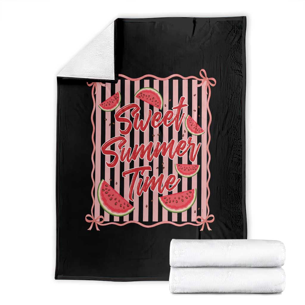 Striped Watermelon Beach Vibes Graphic Throw Blanket Sweet Summer Time TS12 Black Print Your Wear