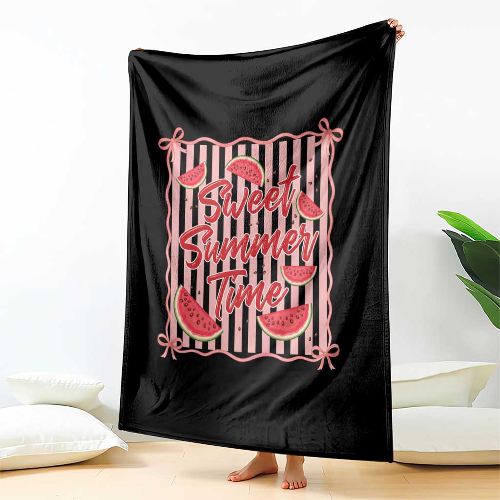 Striped Watermelon Beach Vibes Graphic Throw Blanket Sweet Summer Time TS12 Print Your Wear