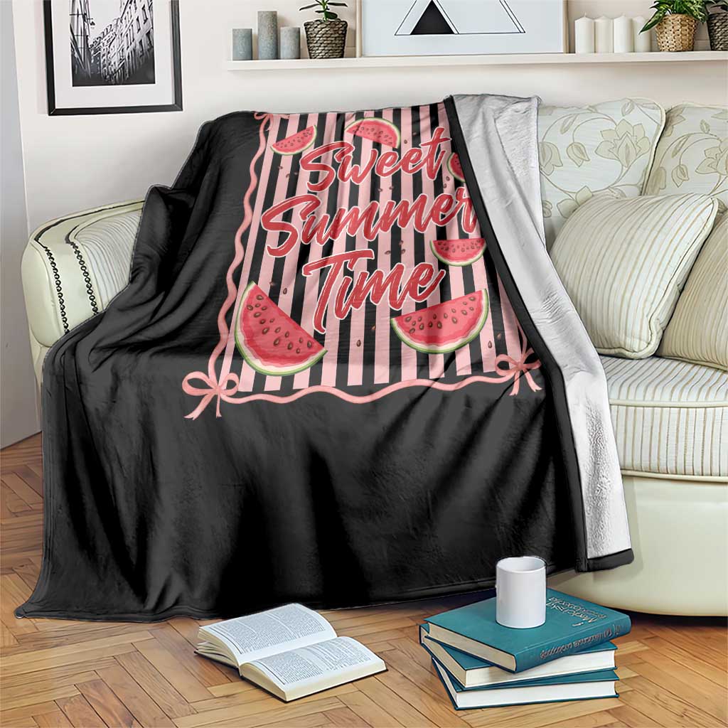 Striped Watermelon Beach Vibes Graphic Throw Blanket Sweet Summer Time TS12 Print Your Wear
