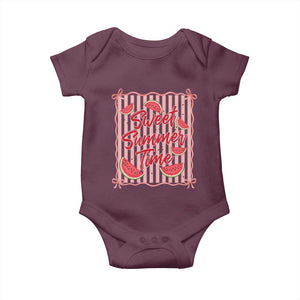 Striped Watermelon Beach Vibes Graphic Baby Onesie Sweet Summer Time TS12 Maroon Print Your Wear