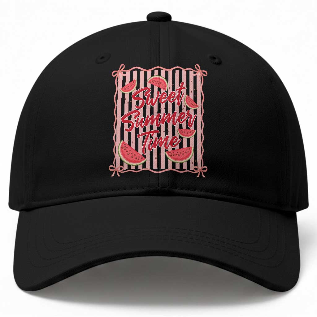 Striped Watermelon Beach Vibes Graphic Baseball Cap Sweet Summer Time TS12 Print Your Wear