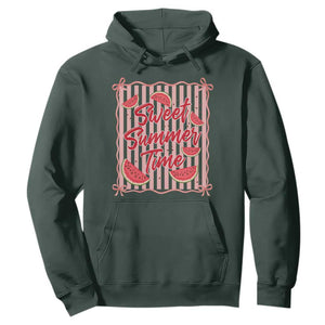 Striped Watermelon Beach Vibes Graphic Hoodie Sweet Summer Time TS12 Dark Forest Green Print Your Wear
