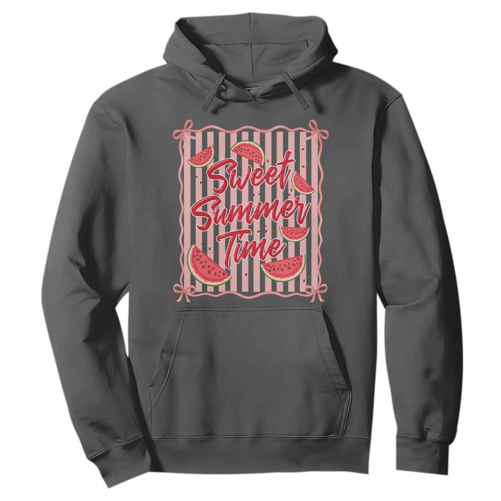 Striped Watermelon Beach Vibes Graphic Hoodie Sweet Summer Time TS12 Dark Heather Print Your Wear