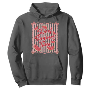 Striped Watermelon Beach Vibes Graphic Hoodie Sweet Summer Time TS12 Dark Heather Print Your Wear