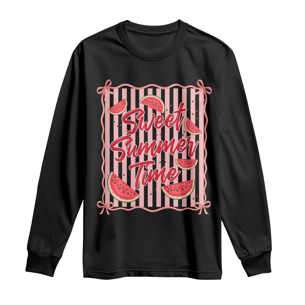 Striped Watermelon Beach Vibes Graphic Long Sleeve Shirt Sweet Summer Time TS12 Black Print Your Wear
