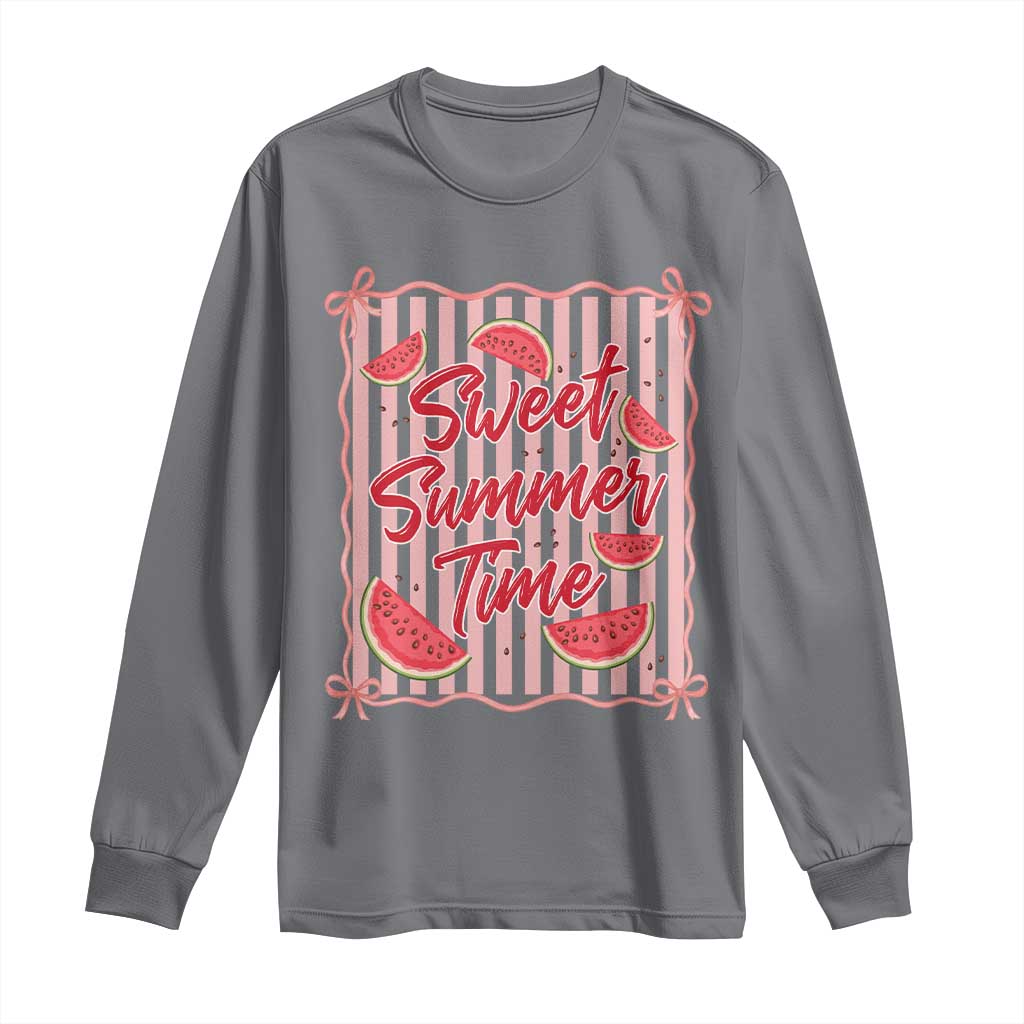 Striped Watermelon Beach Vibes Graphic Long Sleeve Shirt Sweet Summer Time TS12 Charcoal Print Your Wear